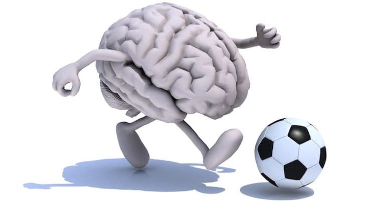 Brain kicking soccer ball